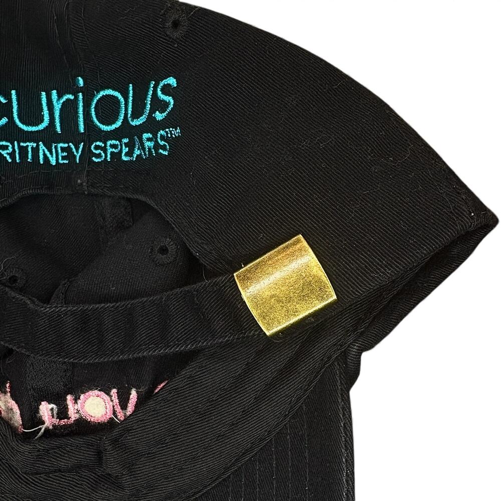 Y2K Britney Spears Curious Perfume Hat "Do You Dare?" Promo Black Strapback Cap - Picture 11 of 13